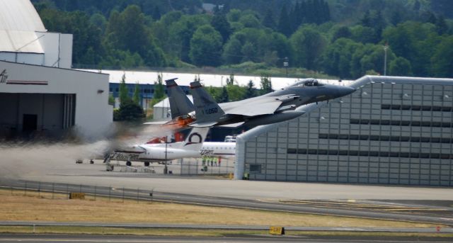 McDonnell Douglas F-15 Eagle (OANG) - Oregon Air National Guard F-15 from the 123d Fighter Squadron Takes Off From Portland International Airport. Tower made a United 757 abort takeoff so this could leave in a hurry.