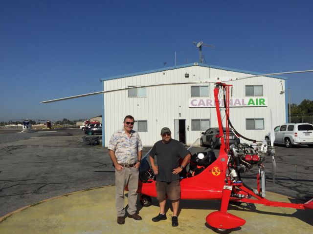 Experimental 100kts (N322MG) - Commander Chuck Street and Paul Salmon at KFUL, Paul had just set new Transcontinental Speed Records for Westbound, Eastbound and Roundtrip in his Gyroplane "Missing Link II" in August 2015