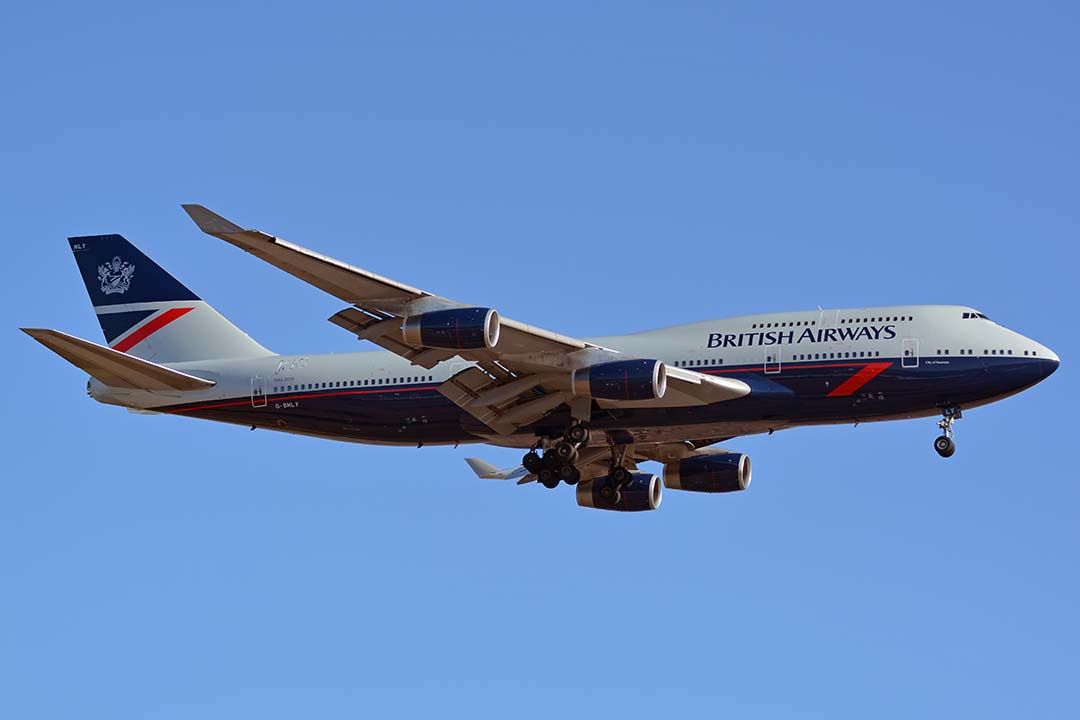 Boeing 747-400 (G-BNLY) - British Airways Boeing 747-436 G-BNLY visited Phoenix Sky Harbor on May 13, 2019. To celebrate the 100th anniversary of British Airways, it is painted in retro "Landor" livery dating to the period 1984 to 1997.