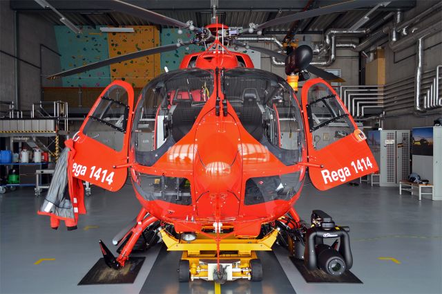 KAWASAKI EC-145 (HB-ZQJ) - 2018 Airbus Helicopters H145 (MBB-BK117 D-2), REGA, Dübendorf ("Rega 1 - Zurich" base), Switzerland, Dec, 2023