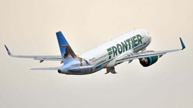 Airbus A320neo (N347FR) - Frontier Airlines Airbus A320neo (N347FR) departs KRDU Rwy 23L on 5/04/2019 at 5:59 pm.