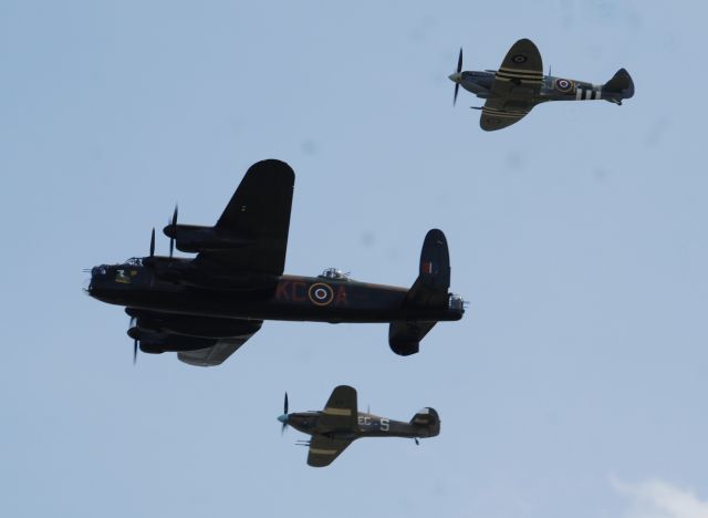 Avro 683 Lancaster (PA474) - THUMPER AND FRIENDS HAVING FUN, SPIT- MK 356 HURRICANE-PZ865