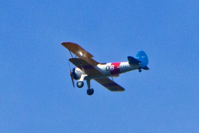 Boeing PT-17 Kaydet — - On Thursday, 21-June-2018, at 1506HrsEDT, the subject bi-plane flew from East to West near my home in Northern New Jersey. Even with a 300mm lens I could not read the registration numbers.br /br /Any information anyone could provide regarding these aircraft would be much appreciated.