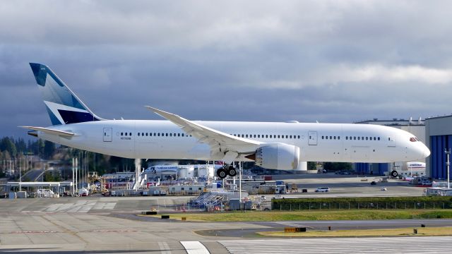 Boeing 787-9 Dreamliner (C-GKKN) - BOE043 on final to Rwy 16R to complete a B1 flight on 1.4.2020. (ln 959 / cn 64977).  The aircraft is using temporary reg #N1789B. 