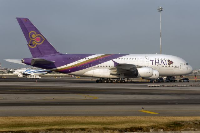 Airbus A380-800 (HS-TUB) - 21st Dec., 2019: Named "Mancha Khiri", she's the second of six Airbus A380-800 in Thai's 82 strong aircraft fleet. She's seen here parked on the ramp at Bangkok's Suvarnabhumi International Airport.