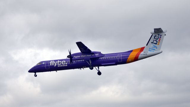 de Havilland Dash 8-400 (G-PRPE) - FlyBe - Bombardier DHC-8-402Q Dash 8 (G-PRPE) Afternoon arrival at NCL. (Photo Mar 2019)