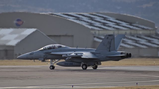 McDonnell Douglas FA-18 Hornet (16-9210) - Boeing EA-18G "Growler" assigned to Electronic Attack Squadron 129 departing Runway 17R in Colorado Springs