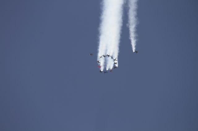 — — - Skydivers formation