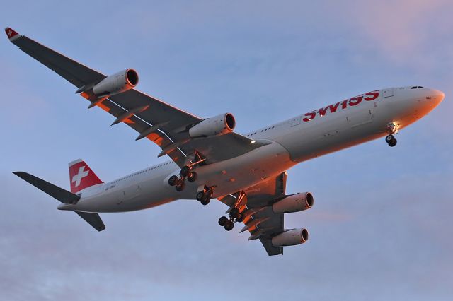 Airbus A340-300 (HB-JMJ) - Landing.