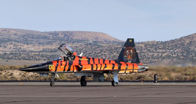 Northrop RF-5 Tigereye (N619TA) - Tactical Air's (Northrop) F-5AT Tiger (ex Royal Jordanian Air Force) N619TA taxies to the Tactical Air apron at Reno Stead (KRTS) on 10 Sep 24 after a brief 15 minute flight.