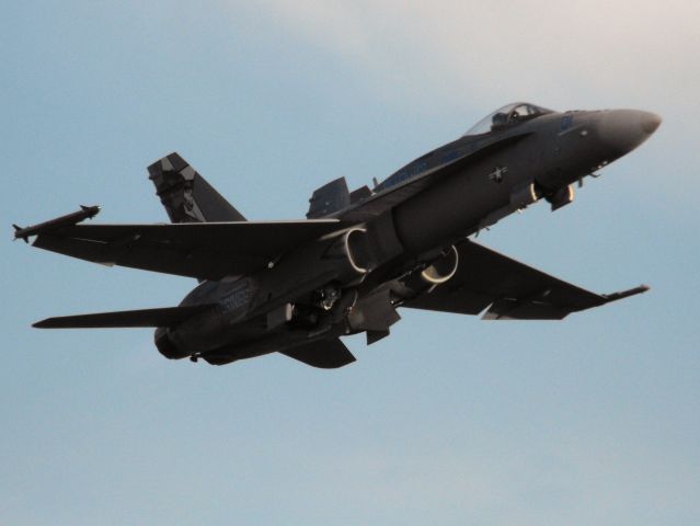 McDonnell Douglas FA-18 Hornet (16-2848) - F/A-18A with VMFA-112 departing RWY27 as Cowboy 2-1.