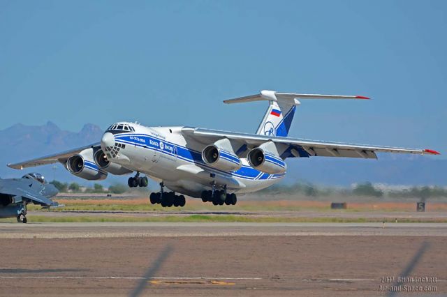 Ilyushin Il-76 (RA-76951) - Volga-Dnepr Ilyushin Il-76 RA76951 paid a visit to Phoenix-Mesa Gateway Airport. It arrived from Lafayette Regional Airport, Louisiana at 11:29 PM on August 26. It departed for Honolulu at 3:15 PM on August 27. 