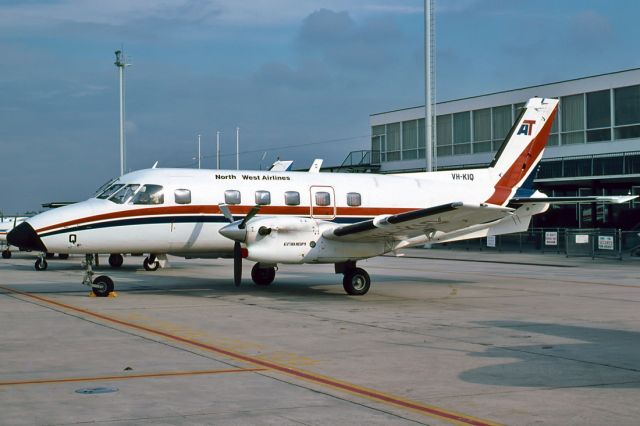 GIPPSLAND GA-8 Airvan (VH-KIQ) - NORTH WEST AIRLINES - EMBRAER EMB 110P1 BANDEIRANTE - REG : VH-KIQ (CN 110222) - ESSENDON MELBOURNE VIC. AUSTRALIA - YMEN (5/6/1981) 35MM SLIDE SCANNED WITH A EPSON PERFECTION V700 FLATBED SCANNER.