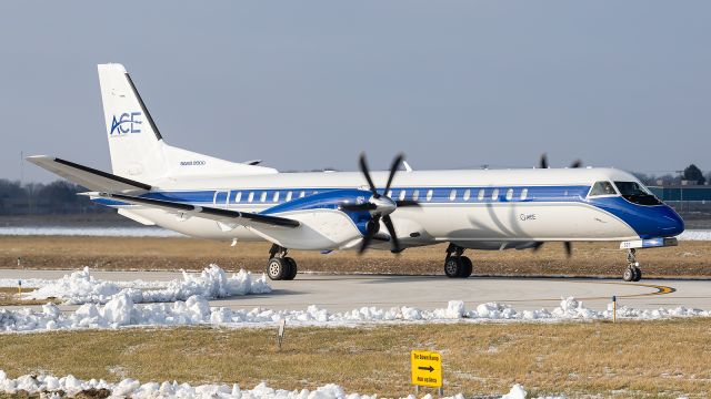 Saab 2000 (N521FR) - A Saab 2000 turns off the taxi way towards the ramp at KVPZ.