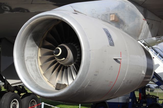 Boeing 747-200 (G-CIVB) - Engine 2 on a former BA B747 (the Rolls-Royce RB211 engine).br /br /Location: Cotswold Kemble Airport.br /Date 31.08.22 (dd/mm/yy).