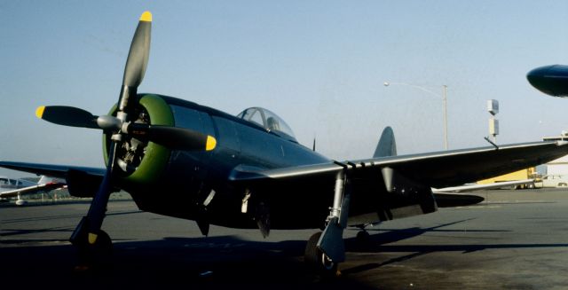 REPUBLIC Thunderbolt — -  Republic P-47 Thunderbolt  World War II era fighter aircraft. McClellan-Palomar Airport Carlsbad California. MAY 1979