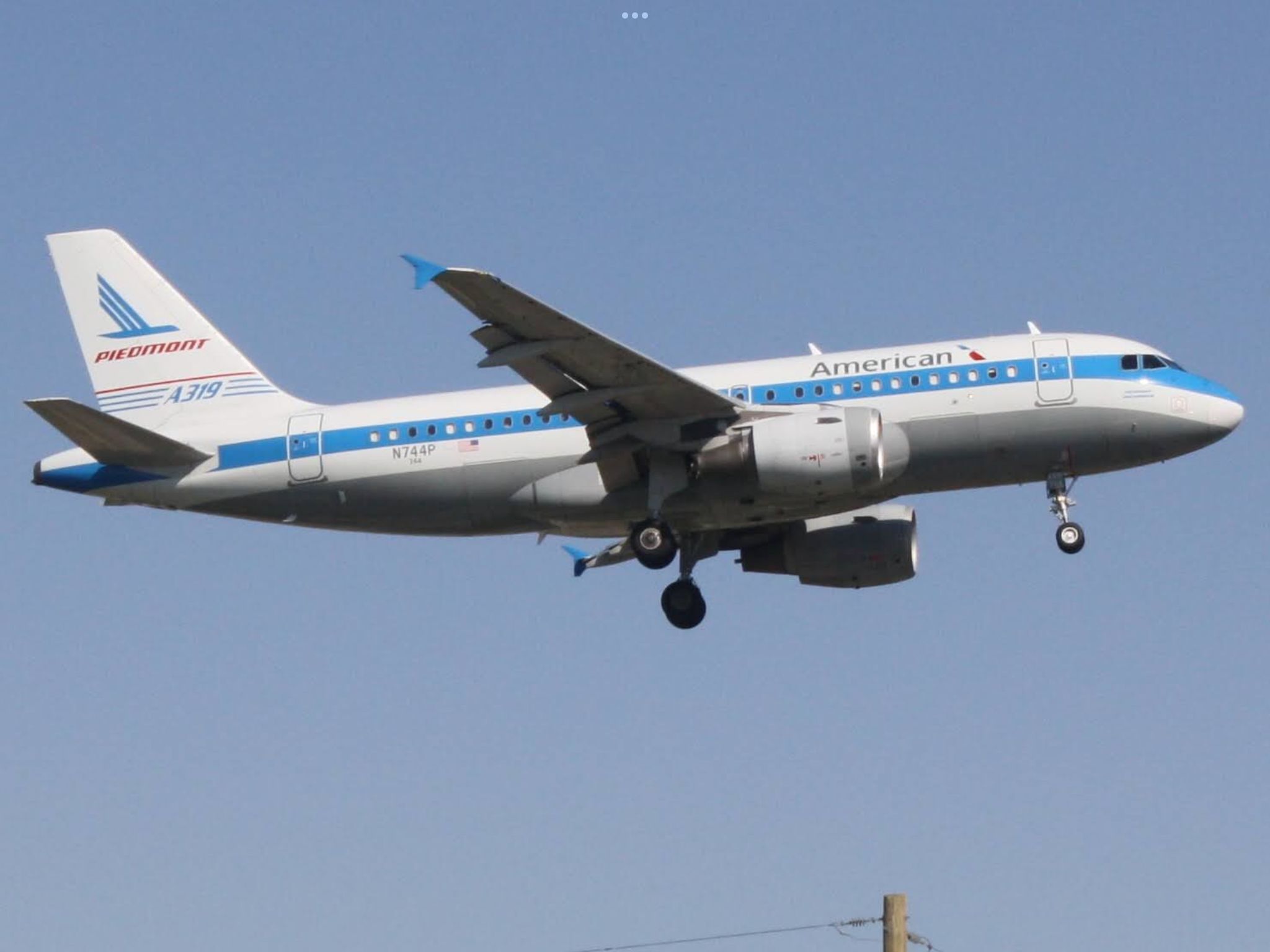 Airbus A319 (N744P) - American piedmont special livery landing on 17R