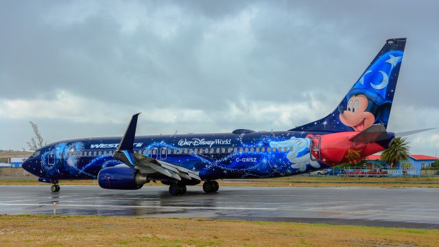 Boeing 737-800 (C-GWSZ) - West jet landing at TNCM on 16/04/2017. br /Happy easter to all!!