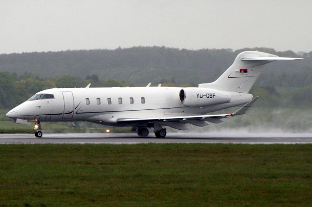 Canadair Challenger 350 (YU-GSF) - Departing rwy 26 on 8-May-19 returning to ELLX.