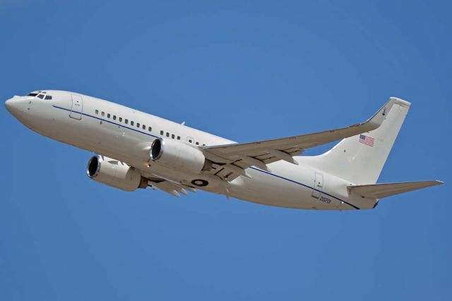 02-0201 — - Boeing C-40C (737-7CP(W))) 02-0201 of the 1st Airlift Squadron of the 89th Operations Group departing from Phoenix Sky Harbor following the memorial service for John McCain on August 30, 2018. 