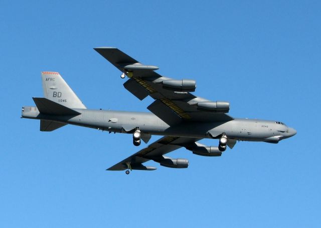 Boeing B-52 Stratofortress (60-0045) - Touch and go off Rwy 15 at Barksdale Air Force Base. Old bird has a few wrinkles in her skin!