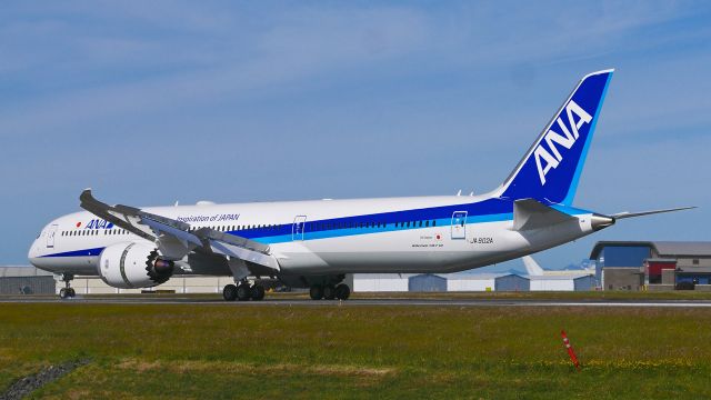 BOEING 787-10 Dreamliner (JA902A) - BOE118 landing on Rwy 34L after a ferry flight from KCHS to KPAE on 6.18.21. (B787-10 / ln 1062 / cn 62686).