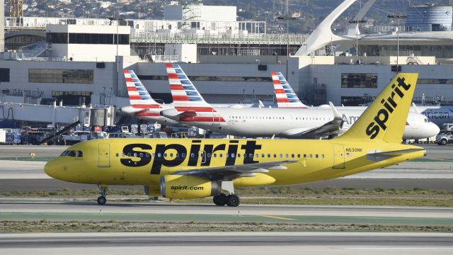 Airbus A319 (N530NK) - Taxiing to gate at LAX after landing on 25L