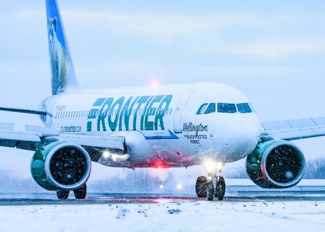 Airbus A320neo (N362FR) - Wellington the Black-footed Ferret arrives at Buffalo Niagara International Airport in the snow.br /AIRLINE: br /Frontier Airlines br /AIRCRAFT: br /Airbus A320-251N br /REGISTRATION: br /N362FR br /DELIVERED: br /October 26, 2019br /PHOTO LOCATION: br /Buffalo Niagara International Airport (KBUF)br /PHOTO DATE:br /January 14, 2022br /COPYRIGHT:br /1217 Photography (James Marion)