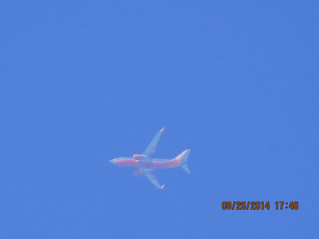 Boeing 737-700 (N443WN) - Southwest Airlines flight 3676 from ATL to DEN over Southeastern KS at 38k feet.