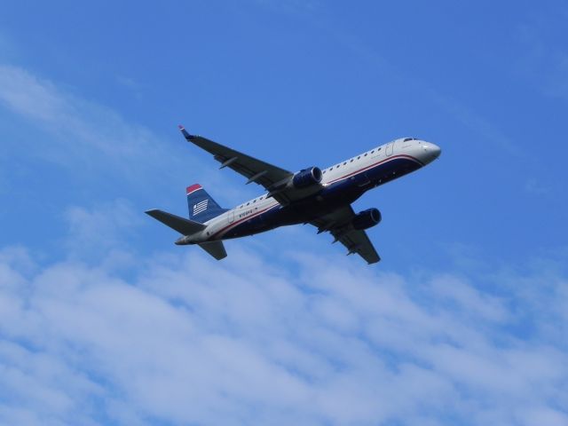 Embraer 170/175 (N108HQ) - A US Airways Embraer 175 takes off form Albany International.