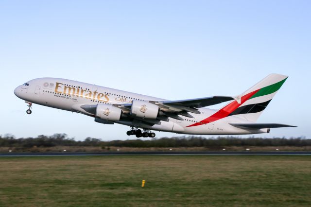 Airbus A380-800 (A6-EUS) - EK22 departing on the morning service to DXB