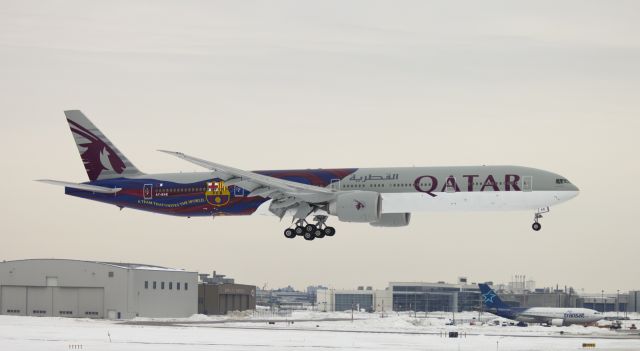 Boeing 777 (A7-BAE) - QTR 763 Arriving with his FC Barcelona livery to Montréal CYUL airport.