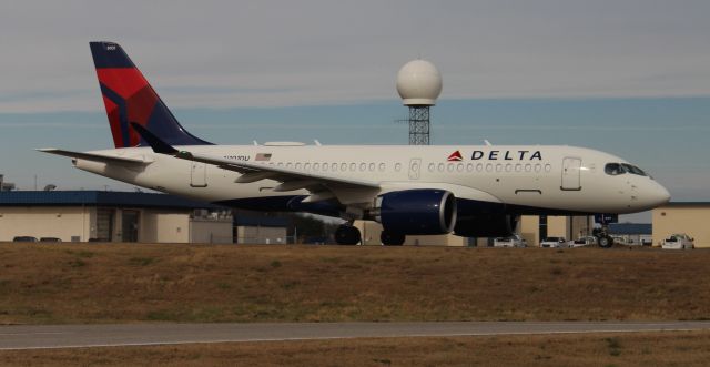 Airbus A220-100 (N101DU) - A Delta Airlines Airbus A220-100 taxiing at Carl T. Jones Field, Huntsville International Airport, AL - midmorning, December 6, 2018.