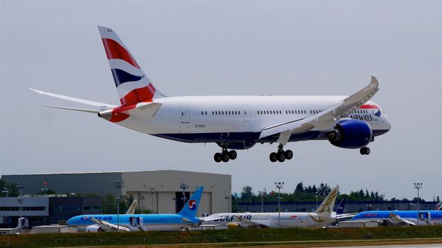 Boeing 787-8 (G-ZBJJ) - BOE459 on short final to Rwy 16R to complete a B1 flight on 6.6.18. (ln 708 / cn 60629).