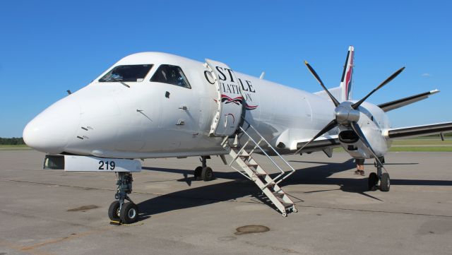 Saab 340 (N219JA) - A 1990 model SAAB 340B (F) on the ramp at Pryor Field Regional Airport, Decatur, AL - afternoon, August 31, 2022. 