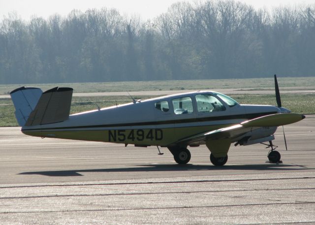 Beechcraft 35 Bonanza (N5494D) - 1957 Beech H35 parked at the Shreveport Downtown airport.