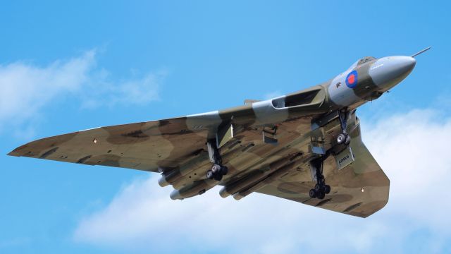 — — - 6Th June 2015. Avro Vulcan XH558 on short final to Doncaster after her first public display of the season at Throckmorton Air Show, XH558 is in her final display season before being grounded where she will remain at Doncaster on display and for fast taxis.