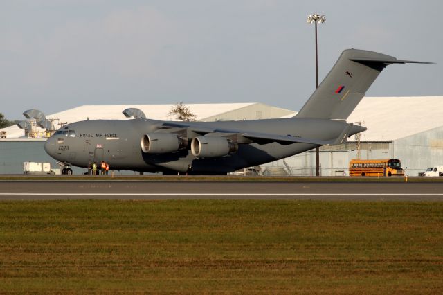 Boeing Globemaster III (ZZ173) - 'Ascot 6662' from the No. 99 Squadron of the Royal Air Force parked on the ramp where it will spend the night before heading out to Nellis AFB in Las Vegas.   9/24/20