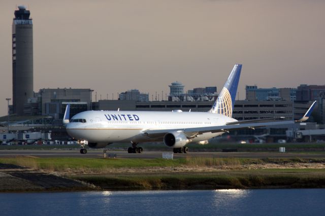 BOEING 767-300 (N673UA) - United B767-300 departing BOS with the Anaheim Angels who played the Red Sox. 