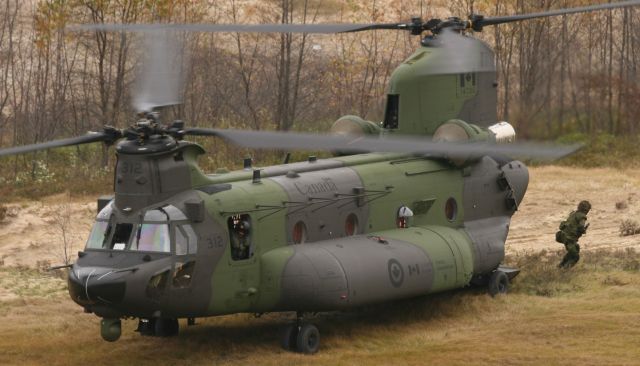 Boeing CH-47 Chinook (14-7312) - CH-147F “Chinook” (147312) from 450 “Viking” Tactical Helicopter Squadron CFB Petawawa on exercise with 2RCHA 1 Oct 14.  