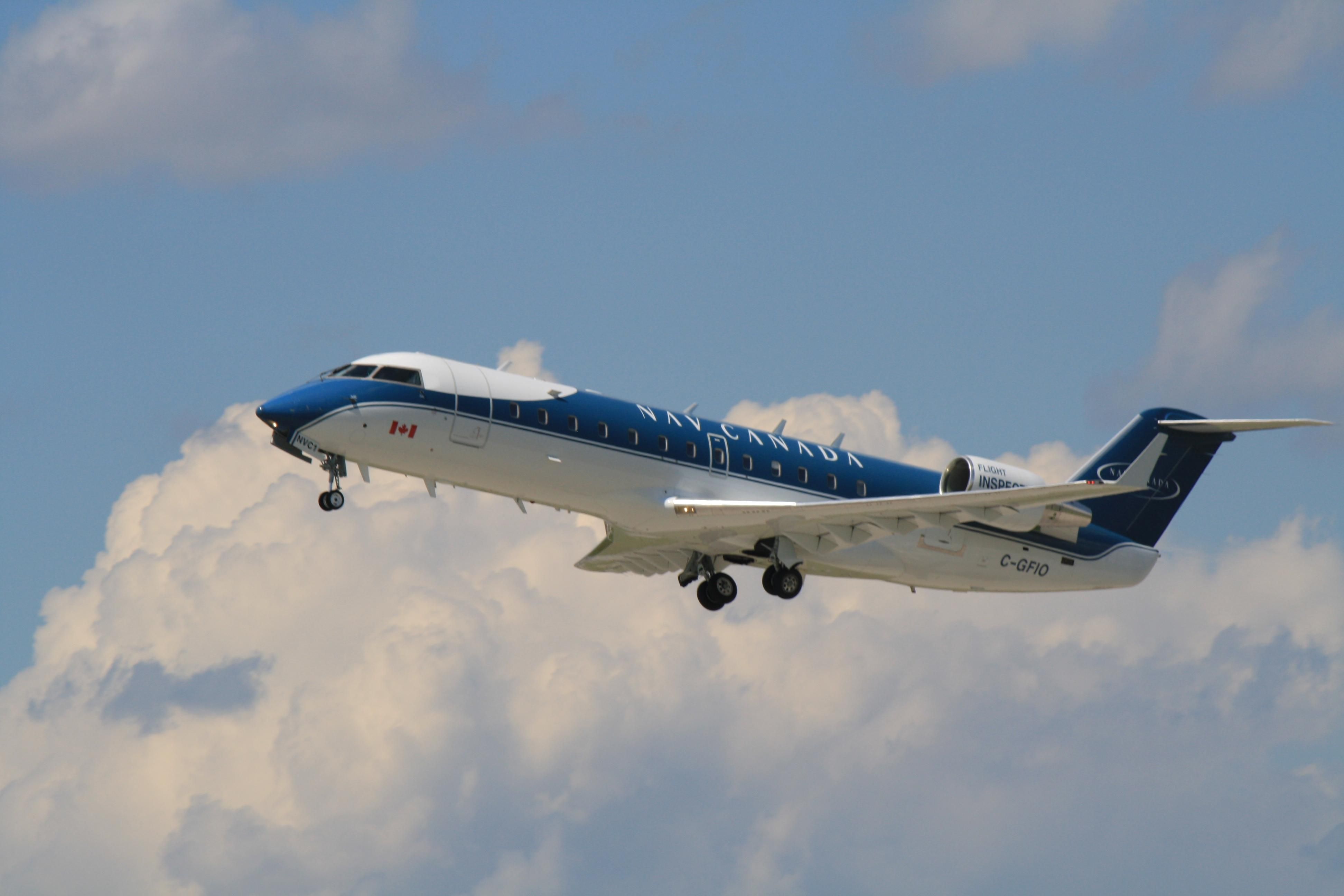 Canadair Regional Jet CRJ-200 (C-GFIO) - Nav Canada Flight Inspection aircraft leaving Montreal-Trudeau