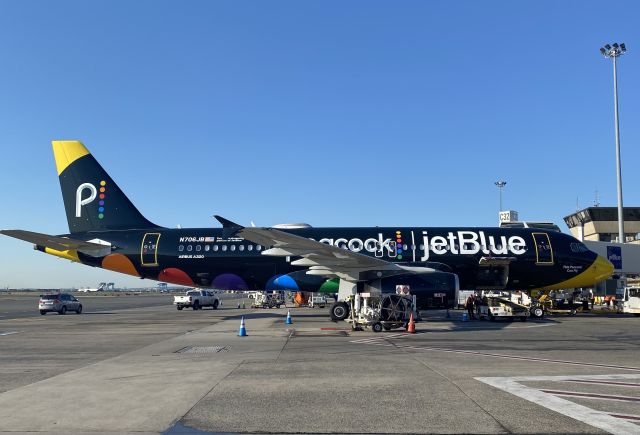 Airbus A320 (N706JB) - Peacock Special -BSIF