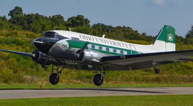 Douglas DC-3 (N7AP) - Ohio Universitys DC-3 about to touch down at the 2017 Vinton County Air Show