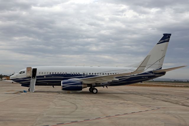 Boeing 737-700 (P4-NGK) - Private Boeing 737 at Tarragona, Spain June 10, 2012. Tarragona is one of earliest Roman settlements in Spain - P4 interestingly is the island of Arruba in the Caribbean, near Venezuela.