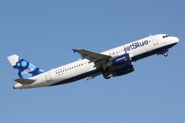 Airbus A320 (N638JB) - JetBlue Flight 164 (N638JB) "Blue Begins With You" departs Sarasota-Bradenton International Airport enroute to John F Kennedy International Airport