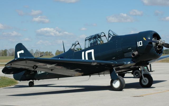 FLY SYNTHESIS Texan (N73337) - This T-6 Texan was giving ride for $100 bucks, i took a ride on this air craft about 2 months ago, well worth it, he flew in for the (MERFI) at Grimes field in Urbana Ohio