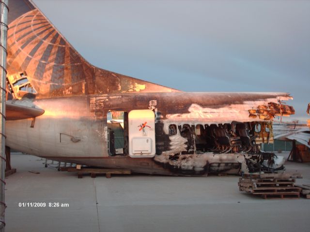 Boeing 737-700 (N18611) - The Continental flight that never left Denver. Flight 1404, they put the remains on the Continental hangar ramp for the investigation.