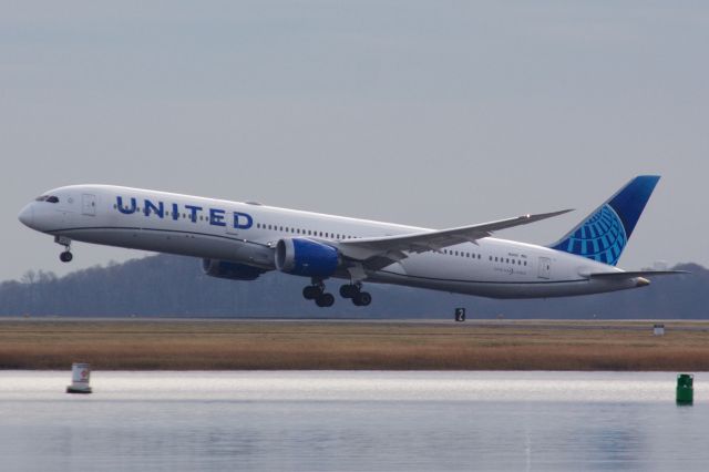 BOEING 787-10 Dreamliner (N14011) - United B787-10 departing BOS heading back to EWR after stopping for fuel/crew change on 12/27/21. 