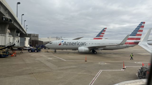 Boeing 737-800 (N869NN) - View from apposing aircraft during push back.