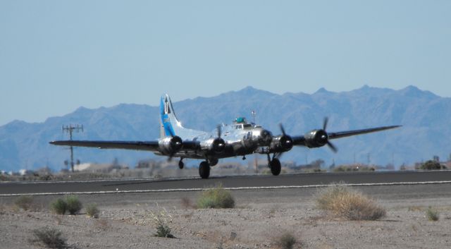 N9323Z — - Sentimental Journey departing Laughlin-Bullhead International Airport. This B-17 was part of the   Legends Over The Colorado Airshow in March.